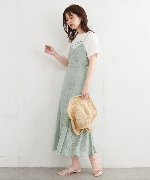 natural couture(ナチュラルクチュール)の「【WEB限定】細ヒモレースキャミワンピース(ワンピース・レディース・オレンジ/アイボリー/ミント・FREE)」の22枚目の写真
