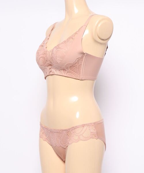 Lace Ladies（レースレディース）の「レースカップデザイン ノンワイヤー 脇高ブラ＆ショーツ 2点セット（ブラ&ショーツ・レディース・ピンクベージュ/ブラック/ブルー/レッド/アイボリー/グリーン・70/80/75/85）」の12枚目の写真
