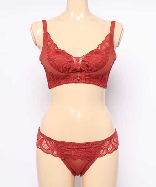 Lace Ladies（レースレディース）の「レースカップデザイン ノンワイヤー 脇高ブラ＆ショーツ 2点セット（ブラ&ショーツ・レディース・ピンクベージュ/ブラック/ブルー/レッド/アイボリー/グリーン・70/80/75/85）」の10枚目の写真