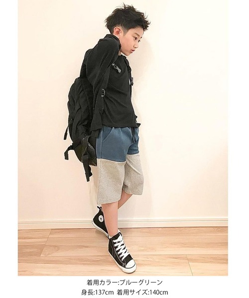 GLAZOS（グラソス）の「スムース・切替デザインハーフパンツ（その他パンツ・キッズ・ブラック/ブルーグリーン・170cm/130cm/160cm/140cm/150cm）」の3枚目の写真