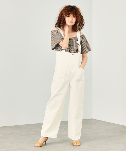 SOMETHING（サムシング）の「SOMETHING レースアップサロペット（サロペット/オーバーオール・レディース・ブラック/ダークブルー/キナリ・SMALL/MEDIUM）」の4枚目の写真