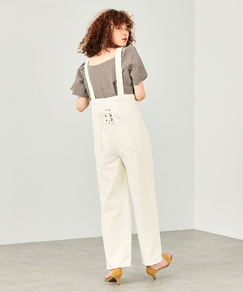 SOMETHING（サムシング）の「SOMETHING レースアップサロペット（サロペット/オーバーオール・レディース・ブラック/ダークブルー/キナリ・SMALL/MEDIUM）」の15枚目の写真