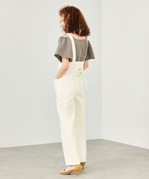 SOMETHING（サムシング）の「SOMETHING レースアップサロペット（サロペット/オーバーオール・レディース・ブラック/ダークブルー/キナリ・SMALL/MEDIUM）」の19枚目の写真