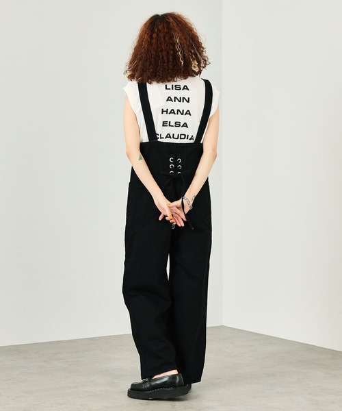 SOMETHING（サムシング）の「SOMETHING レースアップサロペット（サロペット/オーバーオール・レディース・ブラック/ダークブルー/キナリ・SMALL/MEDIUM）」の9枚目の写真