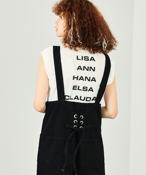 SOMETHING（サムシング）の「SOMETHING レースアップサロペット（サロペット/オーバーオール・レディース・ブラック/ダークブルー/キナリ・SMALL/MEDIUM）」の17枚目の写真