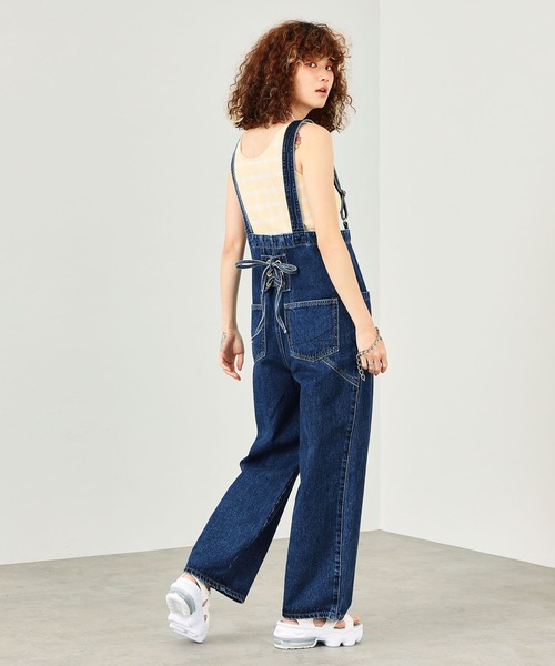 SOMETHING（サムシング）の「SOMETHING レースアップサロペット（サロペット/オーバーオール・レディース・ブラック/ダークブルー/キナリ・SMALL/MEDIUM）」の14枚目の写真