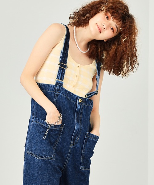 SOMETHING（サムシング）の「SOMETHING レースアップサロペット（サロペット/オーバーオール・レディース・ブラック/ダークブルー/キナリ・SMALL/MEDIUM）」の18枚目の写真