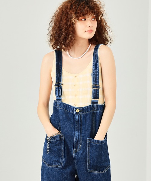 SOMETHING（サムシング）の「SOMETHING レースアップサロペット（サロペット/オーバーオール・レディース・ブラック/ダークブルー/キナリ・SMALL/MEDIUM）」の22枚目の写真