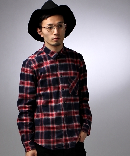 HARE（ハレ）の「ビエラチェックシャツ【HARE】（シャツ/ブラウス・メンズ・オフホワイト/レッド/ネイビー/グレー・SMALL/MEDIUM/LARGE）」の4枚目の写真