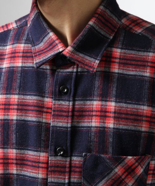 HARE（ハレ）の「ビエラチェックシャツ【HARE】（シャツ/ブラウス・メンズ・オフホワイト/レッド/ネイビー/グレー・SMALL/MEDIUM/LARGE）」の7枚目の写真