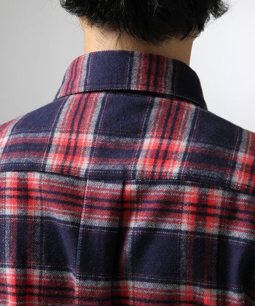 HARE（ハレ）の「ビエラチェックシャツ【HARE】（シャツ/ブラウス・メンズ・オフホワイト/レッド/ネイビー/グレー・SMALL/MEDIUM/LARGE）」の15枚目の写真