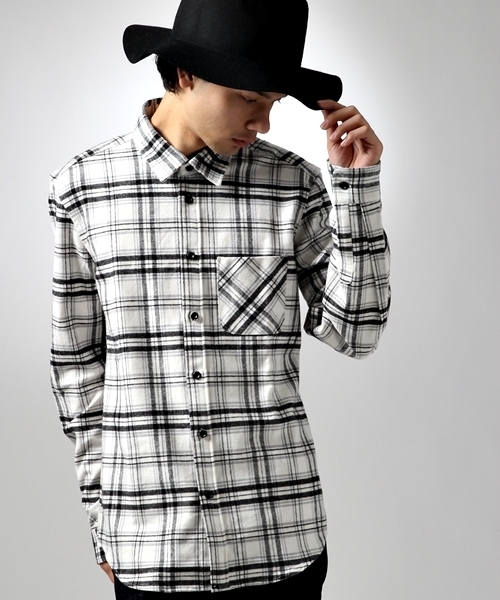 HARE（ハレ）の「ビエラチェックシャツ【HARE】（シャツ/ブラウス・メンズ・オフホワイト/レッド/ネイビー/グレー・SMALL/MEDIUM/LARGE）」の19枚目の写真