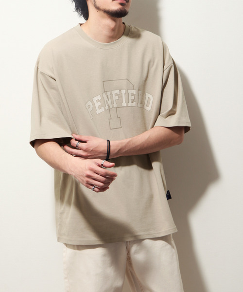 PEN FIELD（ペンフィールド）の「【別注】【PEN FIELD】カレッジロゴビッグシルエットオーバーサイズ半袖Tシャツ（Tシャツ/カットソー・レディース・ブラック/ベージュ/ネイビー/カーキ/オートミール・MEDIUM/LARGE/X-LARGE）」の18枚目の写真