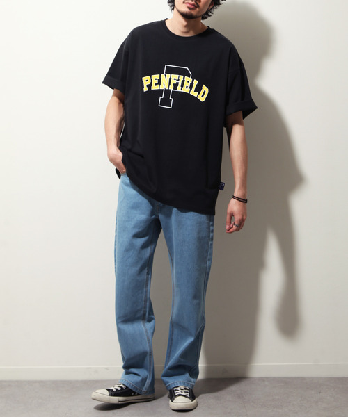 PEN FIELD（ペンフィールド）の「【別注】【PEN FIELD】カレッジロゴビッグシルエットオーバーサイズ半袖Tシャツ（Tシャツ/カットソー・レディース・ブラック/ベージュ/ネイビー/カーキ/オートミール・MEDIUM/LARGE/X-LARGE）」の13枚目の写真