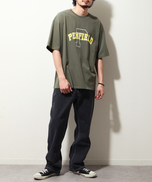 PEN FIELD（ペンフィールド）の「【別注】【PEN FIELD】カレッジロゴビッグシルエットオーバーサイズ半袖Tシャツ（Tシャツ/カットソー・レディース・ブラック/ベージュ/ネイビー/カーキ/オートミール・MEDIUM/LARGE/X-LARGE）」の7枚目の写真