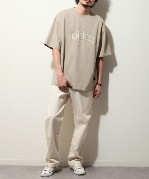 PEN FIELD（ペンフィールド）の「【別注】【PEN FIELD】カレッジロゴビッグシルエットオーバーサイズ半袖Tシャツ（Tシャツ/カットソー・レディース・ブラック/ベージュ/ネイビー/カーキ/オートミール・MEDIUM/LARGE/X-LARGE）」の20枚目の写真