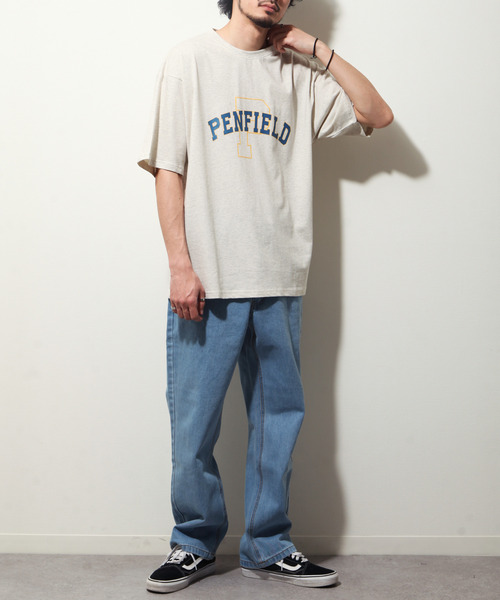 PEN FIELD（ペンフィールド）の「【別注】【PEN FIELD】カレッジロゴビッグシルエットオーバーサイズ半袖Tシャツ（Tシャツ/カットソー・レディース・ブラック/ベージュ/ネイビー/カーキ/オートミール・MEDIUM/LARGE/X-LARGE）」の9枚目の写真
