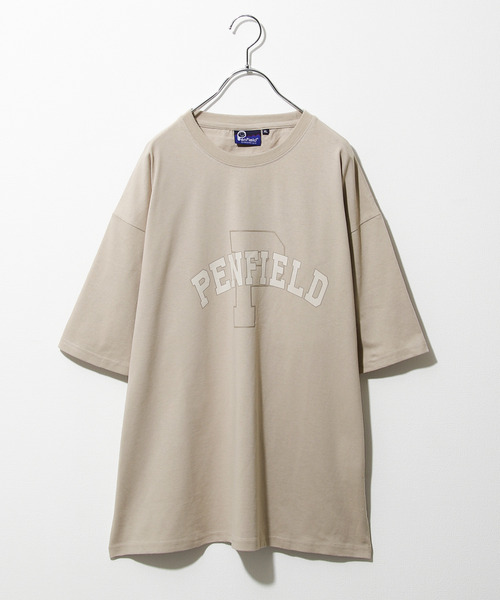 PEN FIELD（ペンフィールド）の「【別注】【PEN FIELD】カレッジロゴビッグシルエットオーバーサイズ半袖Tシャツ（Tシャツ/カットソー・レディース・ブラック/ベージュ/ネイビー/カーキ/オートミール・MEDIUM/LARGE/X-LARGE）」の10枚目の写真