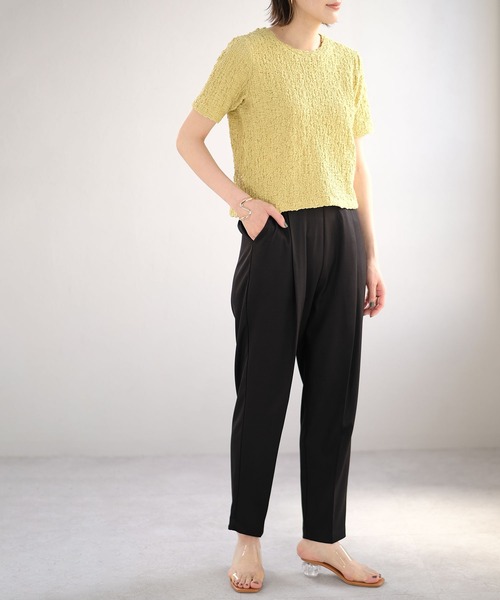 ANDJ(アンドジェイ)の「クラッシュジャガードTシャツ(Tシャツ/カットソー・レディース・オフホワイト/ブラック/ライム・M)」の13枚目の写真