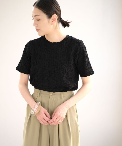 ANDJ(アンドジェイ)の「クラッシュジャガードTシャツ(Tシャツ/カットソー・レディース・オフホワイト/ブラック/ライム・M)」の15枚目の写真