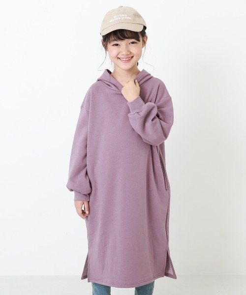 devirock(デビロック)の「【裏起毛】裏シャギーパーカーワンピース(ワンピース・キッズ・ブラック/パープル系その他/ブルーグレー/グレー系その他・130cm/110cm/80cm/90cm/150cm/160cm/140cm/120cm/100cm)」の4枚目の写真