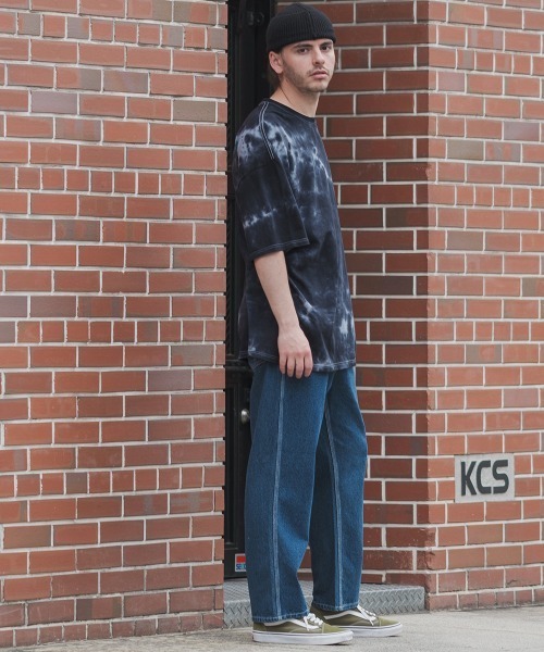 SIDEWAY STANCE（サイドウェイスタンス）の「【SIDEWAY STANCE】タイダイ柄 ビッグシルエット 半袖Tシャツ（Tシャツ/カットソー・メンズ・ベージュ/ブラック・LARGE/X-LARGE/MEDIUM）」の5枚目の写真