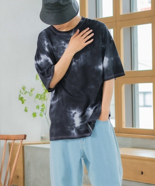 SIDEWAY STANCE（サイドウェイスタンス）の「【SIDEWAY STANCE】タイダイ柄 ビッグシルエット 半袖Tシャツ（Tシャツ/カットソー・メンズ・ベージュ/ブラック・LARGE/X-LARGE/MEDIUM）」の19枚目の写真