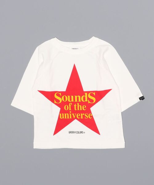 GROOVY COLORS（グルービーカラーズ）の「天竺 STAR ラグラン Tシャツ（Tシャツ/カットソー・キッズ・ホワイト/ブラック・100/110/120/90）」の2枚目の写真
