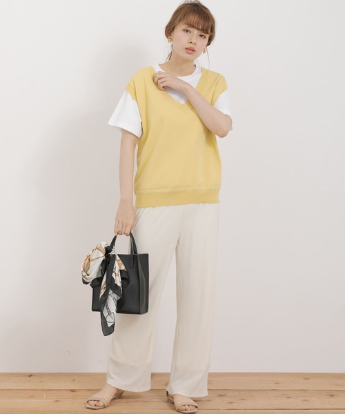 URBAN RESEARCH Sonny Label（アーバンリサーチサニーレーベル）の「インナーTシャツSETニットベスト（ニット/セーター・レディース・スミクロ/ブラック/イエロー・FREE）」の10枚目の写真