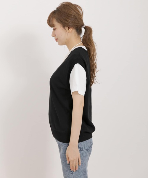 URBAN RESEARCH Sonny Label（アーバンリサーチサニーレーベル）の「インナーTシャツSETニットベスト（ニット/セーター・レディース・スミクロ/ブラック/イエロー・FREE）」の5枚目の写真