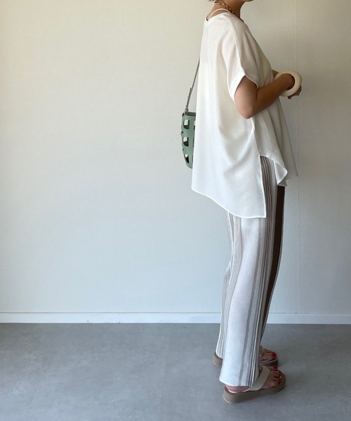 y/m by misato（イムバイミサト）の「リネンタッチランダムストライプパンツ（その他パンツ・レディース・ベージュ/ブラウン・FREE）」の10枚目の写真