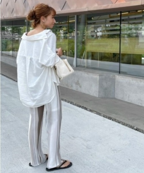 y/m by misato（イムバイミサト）の「リネンタッチランダムストライプパンツ（その他パンツ・レディース・ベージュ/ブラウン・FREE）」の16枚目の写真