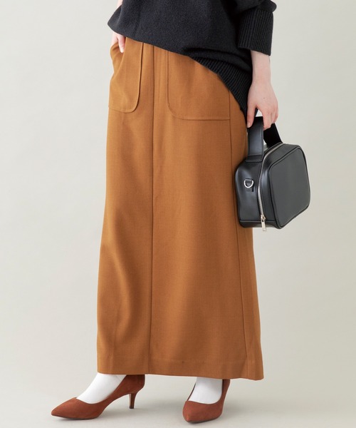 LAVEANGE（ラビアンジェ）の「[新色追加]起毛ツイルタイトスカート（スカート・レディース・ブラック/レッド/カーキ/ブラウン・LL/3L/4L/M/L）」の2枚目の写真