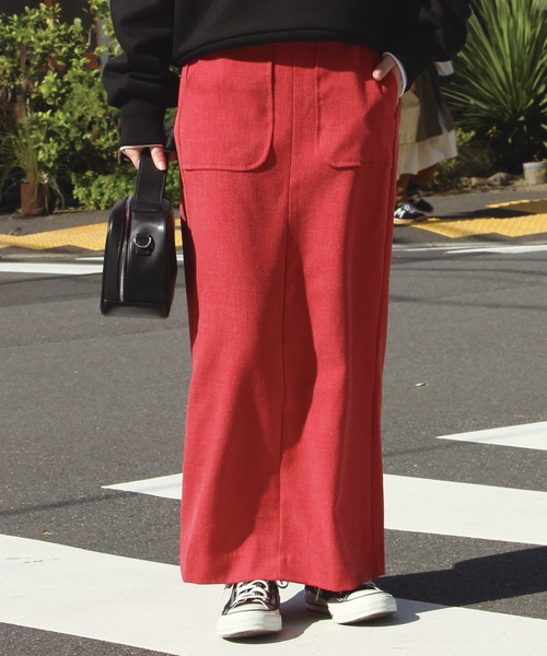 LAVEANGE（ラビアンジェ）の「[新色追加]起毛ツイルタイトスカート（スカート・レディース・ブラック/レッド/カーキ/ブラウン・LL/3L/4L/M/L）」の4枚目の写真