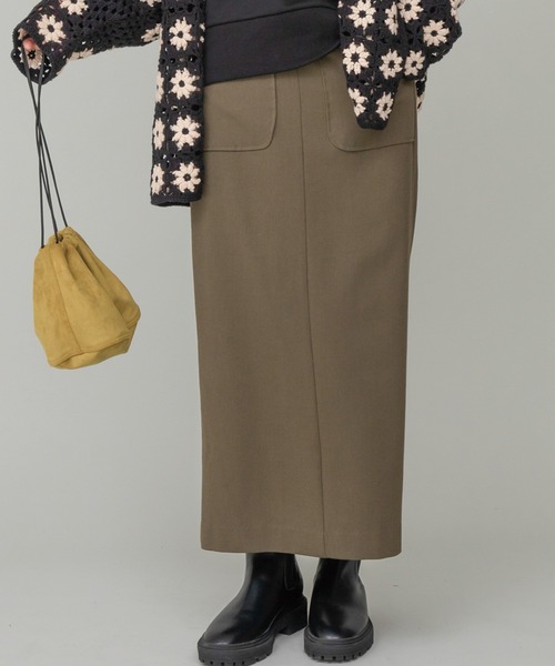 LAVEANGE（ラビアンジェ）の「[新色追加]起毛ツイルタイトスカート（スカート・レディース・ブラック/レッド/カーキ/ブラウン・LL/3L/4L/M/L）」の3枚目の写真