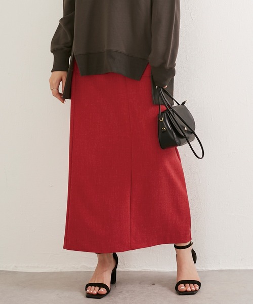 LAVEANGE（ラビアンジェ）の「[新色追加]起毛ツイルタイトスカート（スカート・レディース・ブラック/レッド/カーキ/ブラウン・LL/3L/4L/M/L）」の8枚目の写真