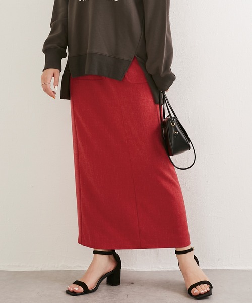 LAVEANGE（ラビアンジェ）の「[新色追加]起毛ツイルタイトスカート（スカート・レディース・ブラック/レッド/カーキ/ブラウン・LL/3L/4L/M/L）」の11枚目の写真