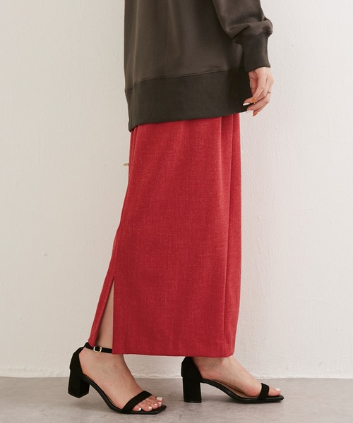 LAVEANGE（ラビアンジェ）の「[新色追加]起毛ツイルタイトスカート（スカート・レディース・ブラック/レッド/カーキ/ブラウン・LL/3L/4L/M/L）」の5枚目の写真