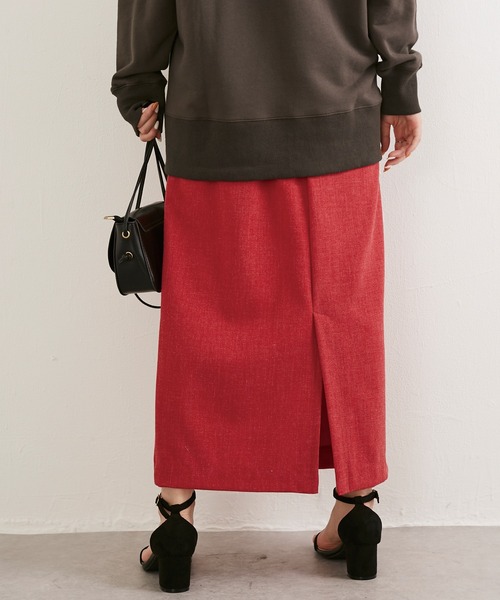 LAVEANGE（ラビアンジェ）の「[新色追加]起毛ツイルタイトスカート（スカート・レディース・ブラック/レッド/カーキ/ブラウン・LL/3L/4L/M/L）」の6枚目の写真