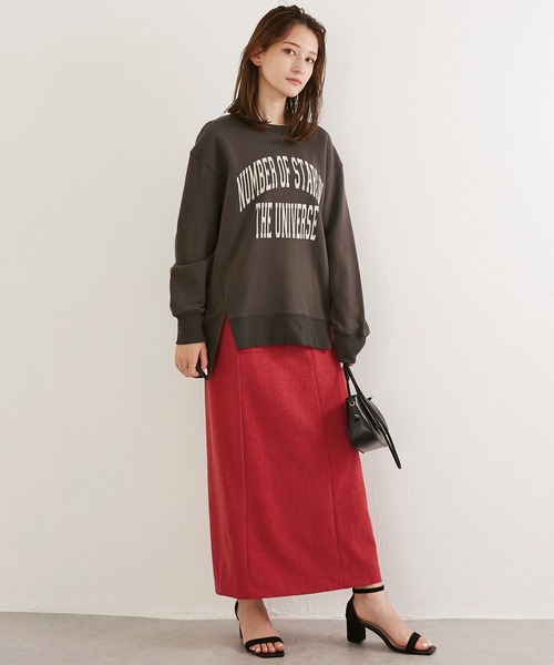 LAVEANGE（ラビアンジェ）の「[新色追加]起毛ツイルタイトスカート（スカート・レディース・ブラック/レッド/カーキ/ブラウン・LL/3L/4L/M/L）」の13枚目の写真