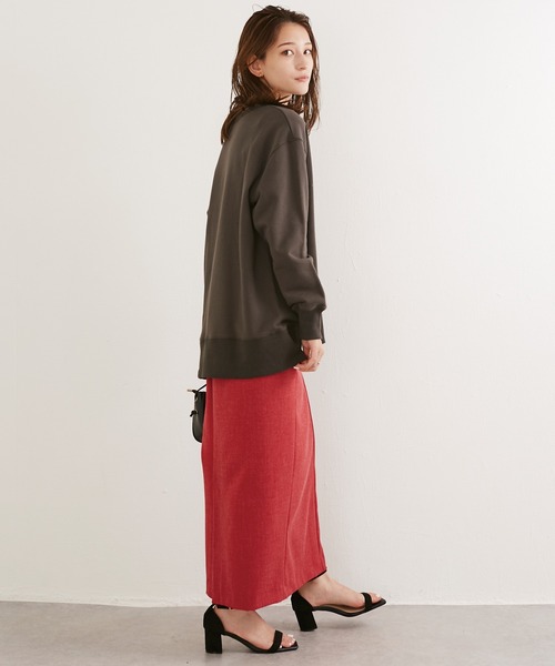 LAVEANGE（ラビアンジェ）の「[新色追加]起毛ツイルタイトスカート（スカート・レディース・ブラック/レッド/カーキ/ブラウン・LL/3L/4L/M/L）」の9枚目の写真