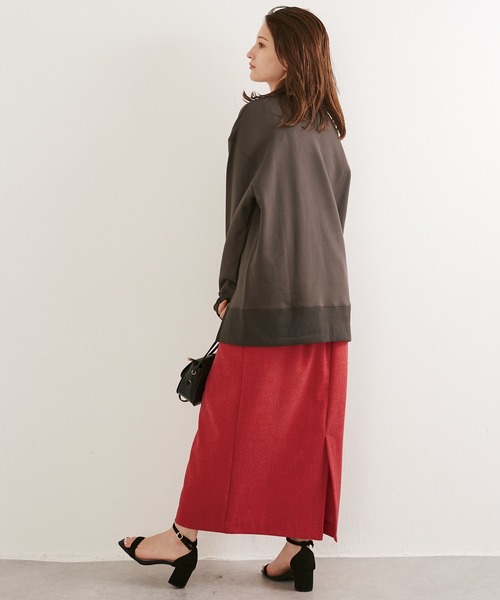 LAVEANGE（ラビアンジェ）の「[新色追加]起毛ツイルタイトスカート（スカート・レディース・ブラック/レッド/カーキ/ブラウン・LL/3L/4L/M/L）」の7枚目の写真