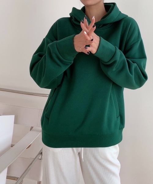 ABITOKYO（アビトーキョー）の「裏起毛フードパーカー（パーカー・レディース・グレー/ベージュ/グリーン/ブルー/ネイビー/キャメル・FREE）」の21枚目の写真