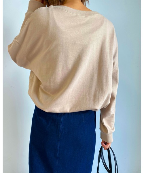 MLI'A（エムリア）の「カレッジロゴスウェットトップス（Tシャツ/カットソー・レディース・アイボリー/ベージュ/グリーン/スミクロ・M）」の11枚目の写真