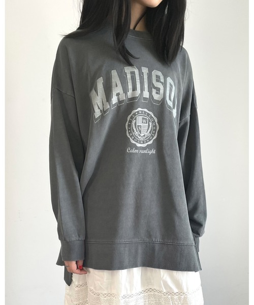 MLI'A（エムリア）の「カレッジロゴスウェットトップス（Tシャツ/カットソー・レディース・アイボリー/ベージュ/グリーン/スミクロ・M）」の19枚目の写真