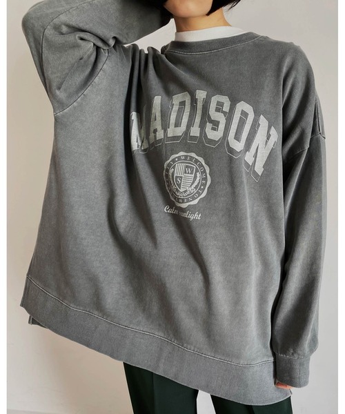 MLI'A（エムリア）の「カレッジロゴスウェットトップス（Tシャツ/カットソー・レディース・アイボリー/ベージュ/グリーン/スミクロ・M）」の14枚目の写真