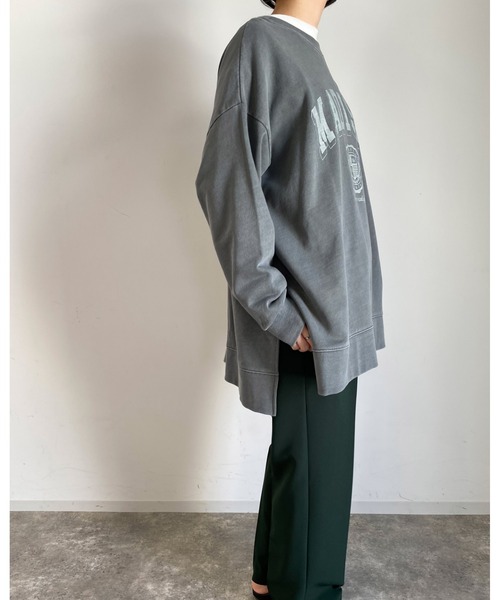 MLI'A（エムリア）の「カレッジロゴスウェットトップス（Tシャツ/カットソー・レディース・アイボリー/ベージュ/グリーン/スミクロ・M）」の17枚目の写真