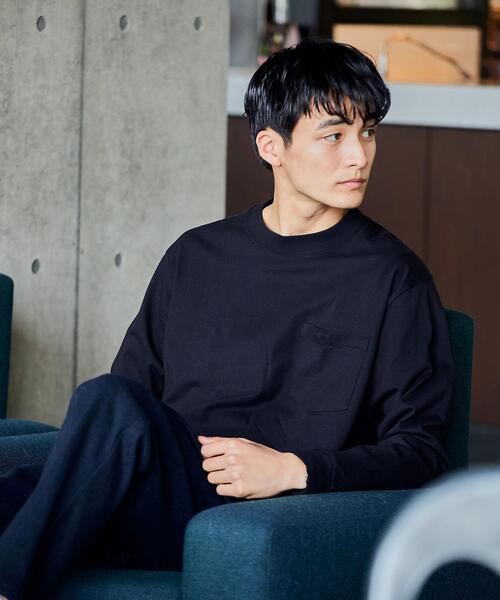 HANES（ヘインズ）の「【別注】＜Hanes×green label relaxing＞BEEFY ロゴ ポケット Tシャツ（Tシャツ/カットソー・メンズ・ダークグリーン/ダークブラウン/ブラック/ホワイト・L/M/S）」の2枚目の写真