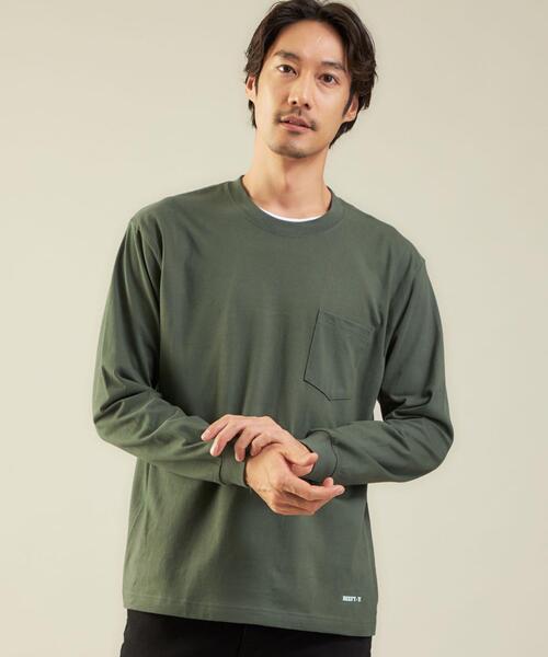 HANES（ヘインズ）の「【別注】＜Hanes×green label relaxing＞BEEFY ロゴ ポケット Tシャツ（Tシャツ/カットソー・メンズ・ダークグリーン/ダークブラウン/ブラック/ホワイト・L/M/S）」の4枚目の写真