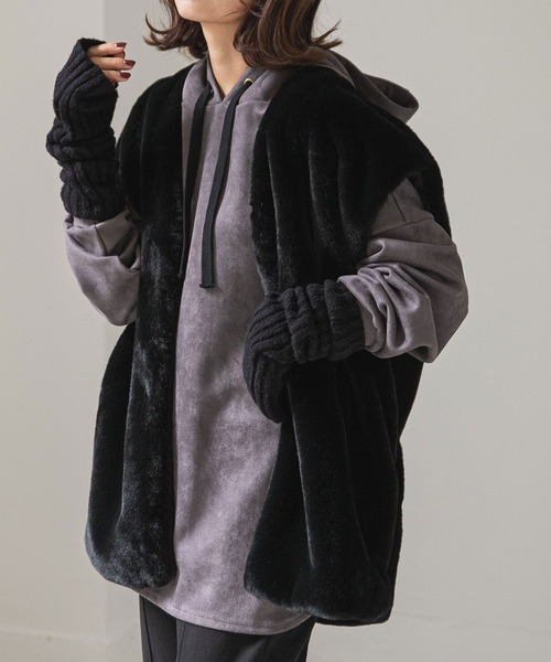 rectangle（レクタングル）の「スエードパーカー（パーカー・レディース・ブルーグレー/モカ・FREE）」の2枚目の写真